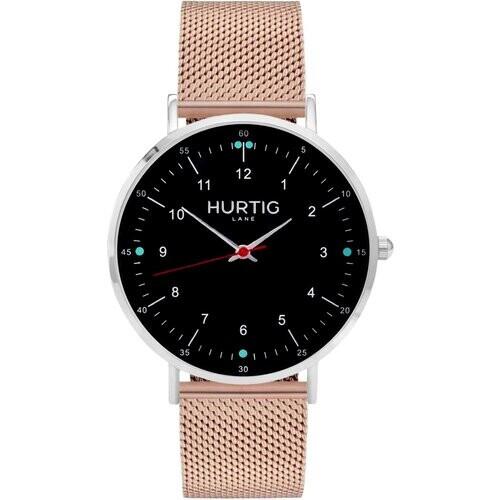 Hurtig Lane mannen vegan Moderna Stalen Horloge Zilver, Zwart & Rosé Tweedehands
