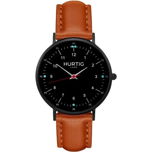 Hurtig Lane mannen vegan Moderno Horloge All Black & Cognac Tweedehands
