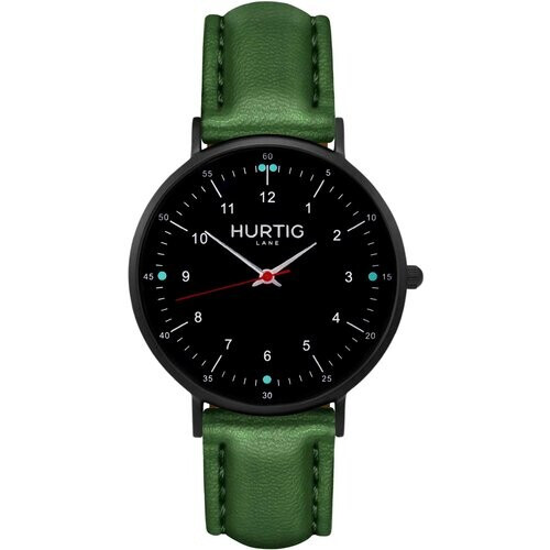 Hurtig Lane mannen vegan Moderno Horloge All Black & Groen Tweedehands