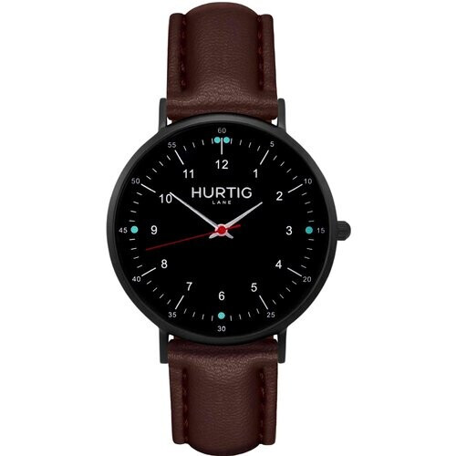 Hurtig Lane mannen vegan Moderno Horloge All Black & Kastanje Tweedehands