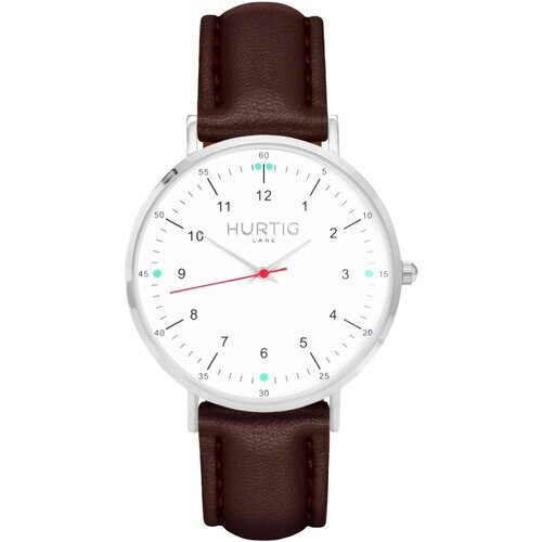 Hurtig Lane mannen vegan Moderno Horloge Zilver, Wit & Kastanje Tweedehands