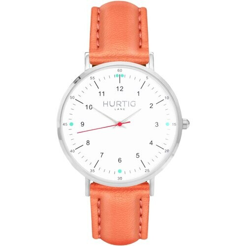 Hurtig Lane mannen vegan Moderno Horloge Zilver, Wit & Koraal Tweedehands