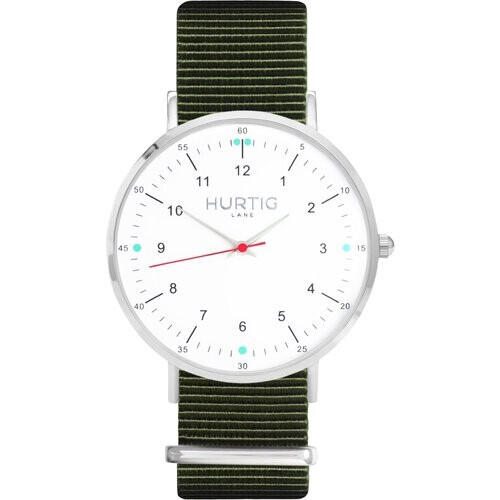 Hurtig Lane mannen vegan Moderno Montezuma Horloge Zilver, Wit & Olijfgroen Tweedehands