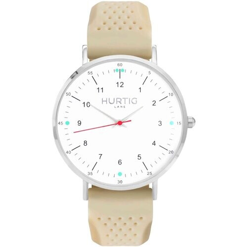 Hurtig Lane mannen vegan Moderno Rubber Horloge Zilver, Wit & Crème Tweedehands