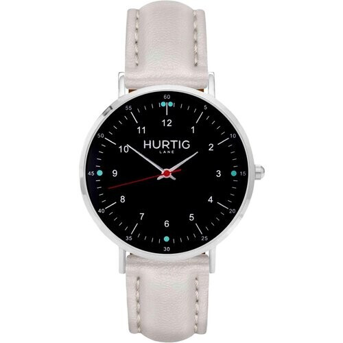 Hurtig Lane mannen vegan Moderno Vegan Leren Horloge Zilver, Zwart & Wolk Tweedehands