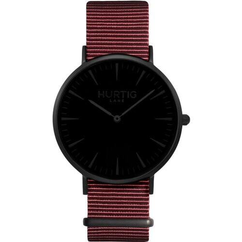 Hurtig Lane mannen vegan Montezuma Nato Horloge All Black & Kastanje Tweedehands