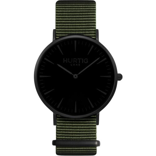 Hurtig Lane mannen vegan Montezuma Nato Horloge All Black & Olijf Tweedehands
