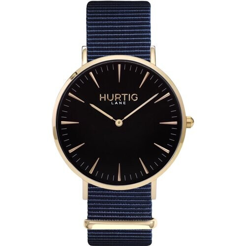 Hurtig Lane mannen vegan Montezuma Nylon Horloge Goud, Zwart & Oceaanblauw Tweedehands