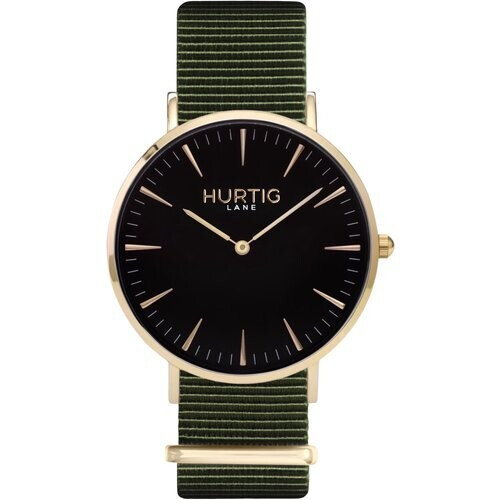 Hurtig Lane mannen vegan Montezuma Nylon Horloge Goud, Zwart & Olijfgroen Tweedehands