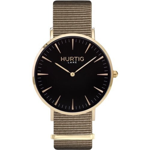 Hurtig Lane mannen vegan Montezuma Nylon Horloge Goud, Zwart & Zand Tweedehands