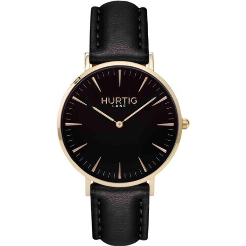 Hurtig Lane mannen vegan Mykonos Cactus Leren Horloge Goud, Zwart En Zwart Tweedehands