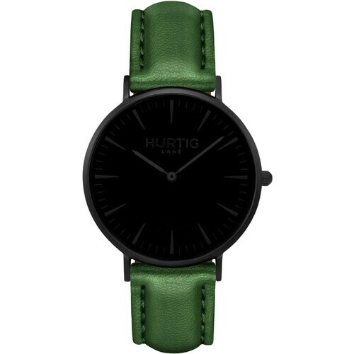 Hurtig Lane mannen vegan Mykonos Horloge All Black & Groen Tweedehands