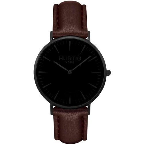 Hurtig Lane mannen vegan Mykonos Horloge All Black & Kastanje Tweedehands