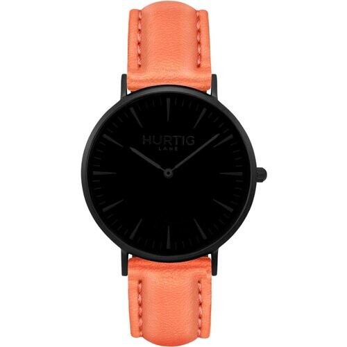 Hurtig Lane mannen vegan Mykonos Horloge All Black & Koraal Tweedehands