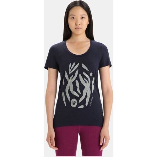 icebreaker Tech Lite II Scoop Nature Celebration T-shirt Dames Donkerblauw Tweedehands