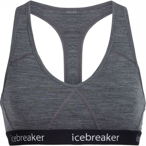 icebreaker W Sprite Racerback Bra Donkergrijs Mengeling/Zwart Tweedehands