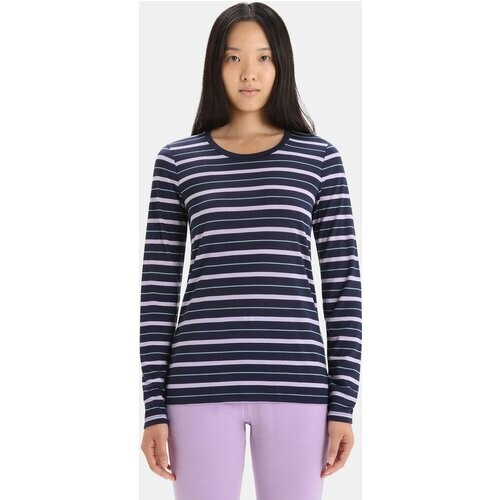 icebreaker Wave Stripe Longsleeve Top Dames Donkerblauw/Paars Tweedehands