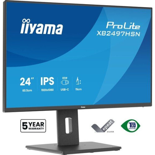 iiyama ProLite XB2497HSN-B1 - 24 inch IPS Monitor - USB-C Dock - USB-Hub