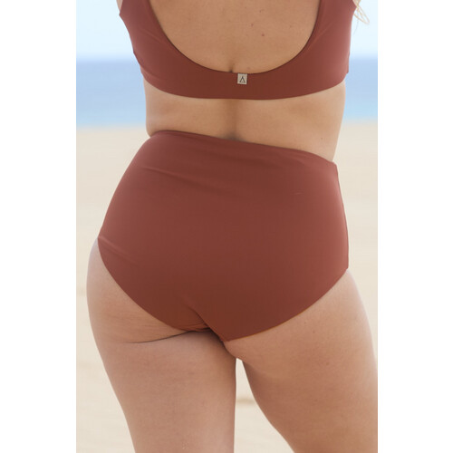 Inaska dames vegan Bikinibroekje High Waist Pure Oker Roestbruin Tweedehands