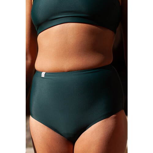 Inaska dames vegan Bikinibroekje Hoge Taille Pure Donkergroen Tweedehands