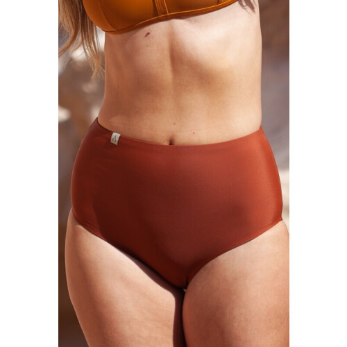 Inaska dames vegan Bikinibroekje Hoge Taille Pure Oranje/Bruin Tweedehands