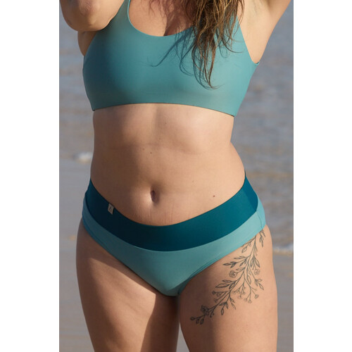 Inaska dames vegan Bikinibroekje Soft Mid Waist Flow Ijsblauw Petrol Tweedehands