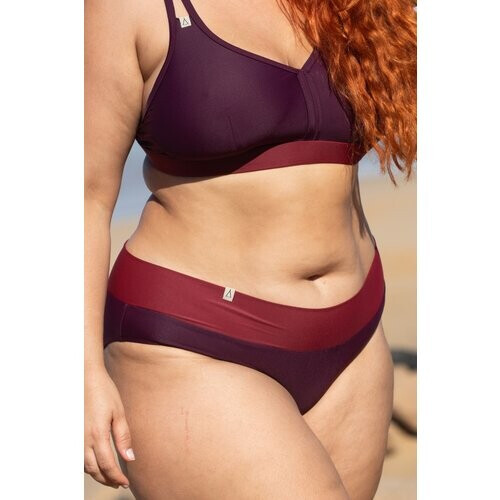 Inaska dames vegan Bikinibroekje Soft Waist Flow Berry Donkerrood Tweedehands