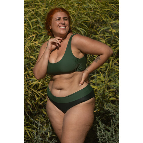 Inaska dames vegan Bikinibroekje Soft Waist Flow Donkergroen Mosgroen Tweedehands