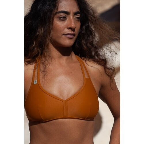 Inaska dames vegan Halter Bikinitop Free Earth Oker Roestbruin Tweedehands
