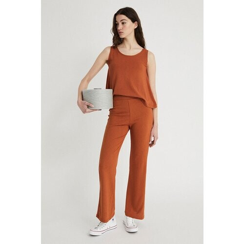 Infinitdenim dames vegan Broek Gebreid Terracotta Tweedehands