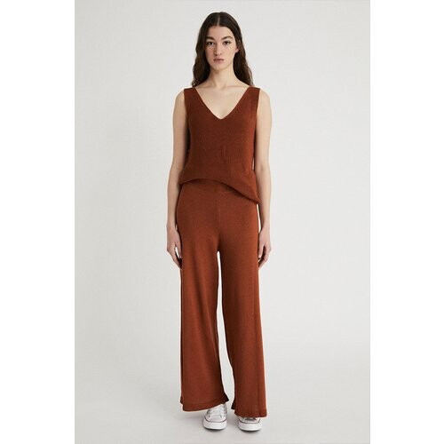 Infinitdenim dames vegan Broek Gebreid Terracotta Tweedehands