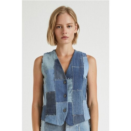 Infinitdenim dames vegan Geüpcycled Vest Blauw Tweedehands