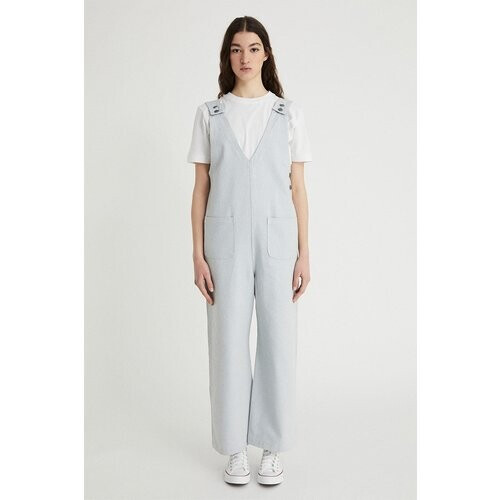 Infinitdenim dames vegan Jumpsuit Lang Met Zakken Lichtgrijs Tweedehands