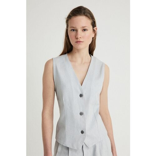 Infinitdenim dames vegan Vest Fine Twill Lichtgrijs Tweedehands