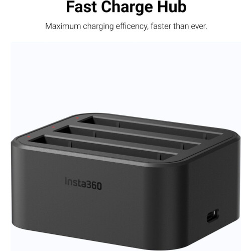 Insta360 X3 - Snellader - Laadt 3 batterijen tegelijk op - Zwart