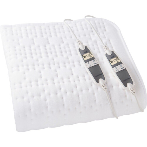 Inventum HN297V - Elektrische Onderdeken - 2 persoons - 160x160 cm - Aparte voetenzone - Antibacterieel - Fleece - Wit