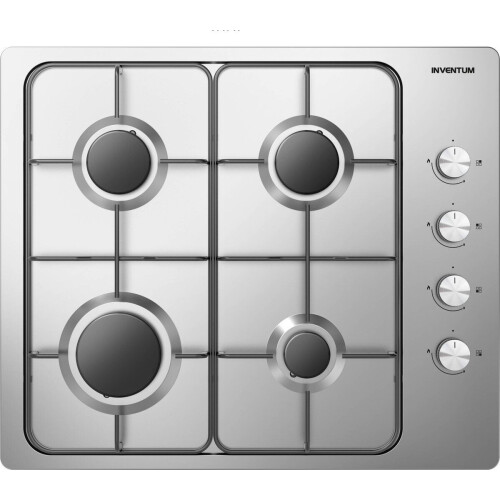 Inventum IKG6011RVS - Inbouw gaskookplaat - 4 kookzones met vlambeveiliging - RVS/Zwart Tweedehands