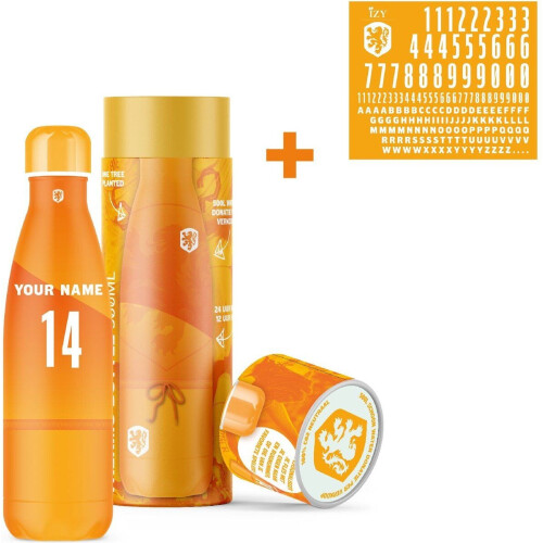 IZY Bottles - KNVB Drinkfles 500 ml inclusief Stickers - Roestvast Staal - Oranje - Tweedehands