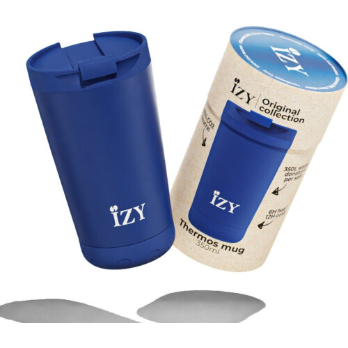 IZY Drinkfles - Blauw - Inclusief donatie - Koffiebeker to go - Thermosbeker - RVS - 6 uur lang warm - 350 ml Tweedehands