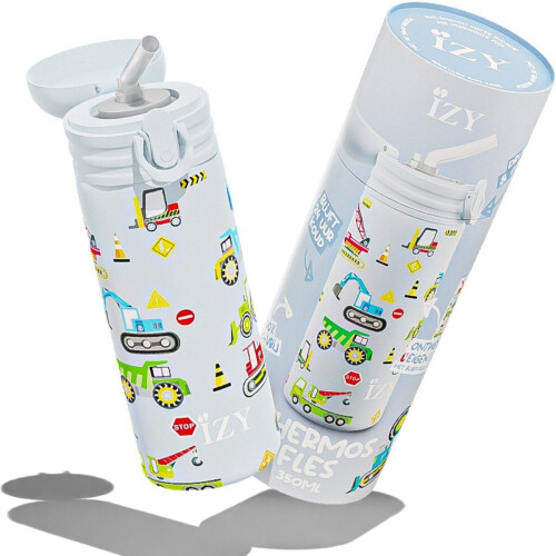 IZY Drinkfles - Kinderbeker - Blauw - Inclusief donatie - Waterfles met Rietje - Thermosbeker - RVS - 6 uur lang warm - 350 ml Tweedehands