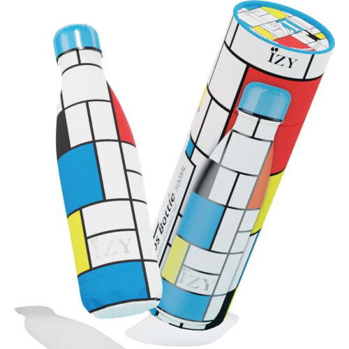 IZY Drinkfles - Prints - Gerrit Rietveld - Inclusief donatie - Waterfles - Thermosbeker - RVS - 12 uur lang warm - Kerstcadeau - 500 ml