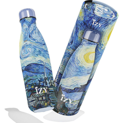 IZY Drinkfles - Van Gogh - Starry Night - Inclusief donatie - Waterfles - Thermosbeker - RVS - 12 uur lang warm - Kerstcadeau - 500 ml Tweedehands