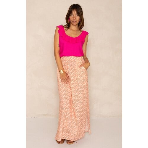 J LABEL dames vegan Maxi Rok Gurdeep Ikat Peach Oranje Tweedehands