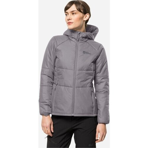 Jack Wolfskin Bergland Gevoerde Dames Hoodie Lichtgrijs/Middengrijs Tweedehands