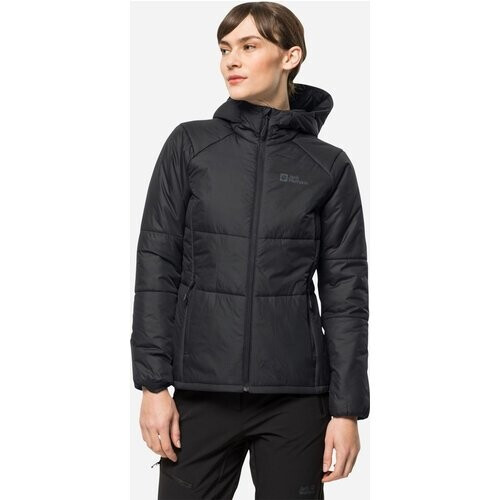 Jack Wolfskin Bergland Gevoerde Dames Hoodie Zwart Tweedehands