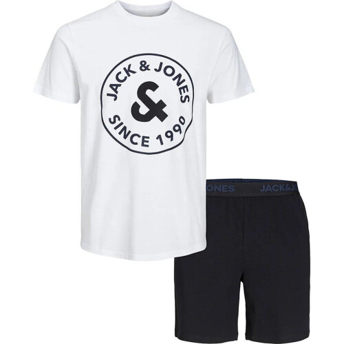 JACK&JONES JACAARON - T-shirt en shorts set - Korte mouwen - Zacht jersey - Zwart (2 stuks)