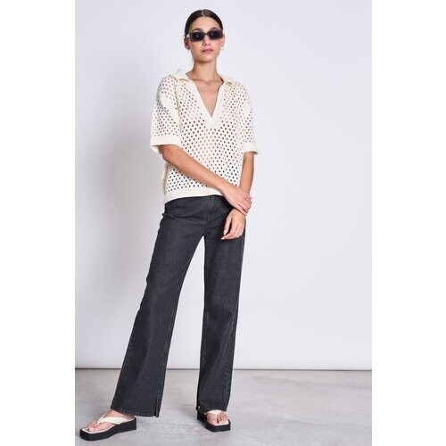 JAN 'N JUNE dames vegan Ajour T-Shirt Kieuwen Offwhite Tweedehands