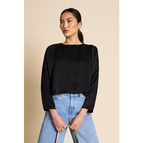 JAN 'N JUNE dames vegan Blouse Orivesi Zwart Tweedehands