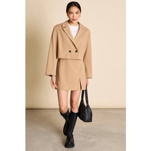 JAN 'N JUNE dames vegan Cropped Blazer Tulia Camel Tweedehands