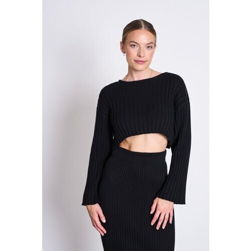 JAN 'N JUNE dames vegan Cropped Trui Kames Zwart Tweedehands